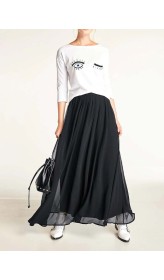 Maxi šifónová sukňa Heine, čierna