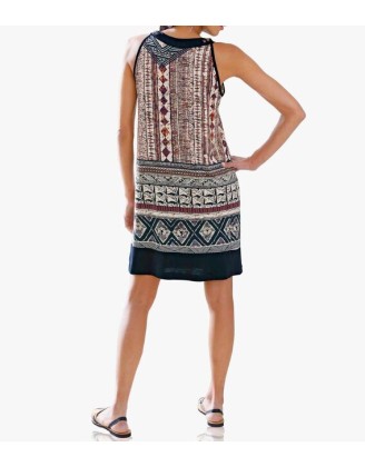 Džersejové šaty s etno potlačou a ozdobnými kamienkami Linea Tesini, farebné