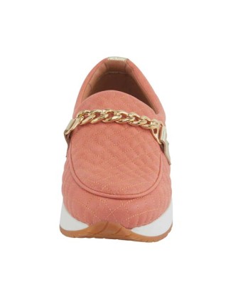 Kožené prešívané slipper topánky s ozdobnou retiazkou Heine, oranžová