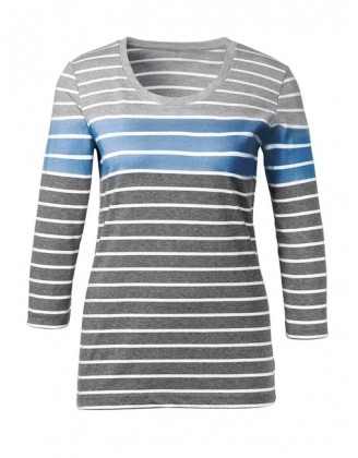 Pruhované tričko Création L Premium, šedo-modrá