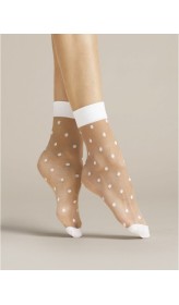FIORE silonkové ponožky bodkované biele, PAPAVERO
