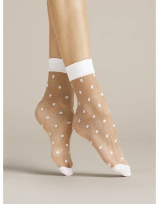 FIORE silonkové ponožky bodkované biele, PAPAVERO