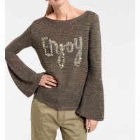 Hrubo pletený sveter, olivovo-zlatý