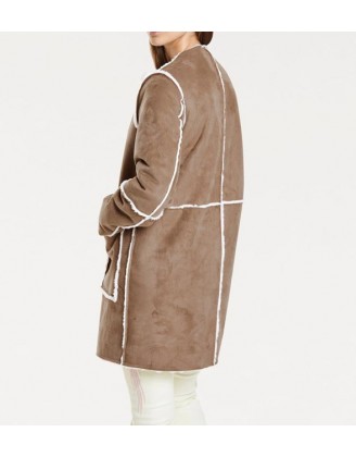 Kožušinový obojstranný kabát, karamelovo-krémový