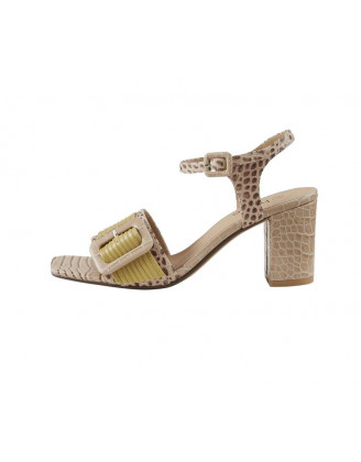 Kožené sandále s krokodílím vzorom Heine, béžová