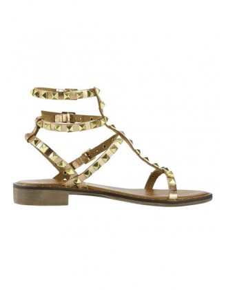 Kožené sandále s nitmi Heine, zlatej farby