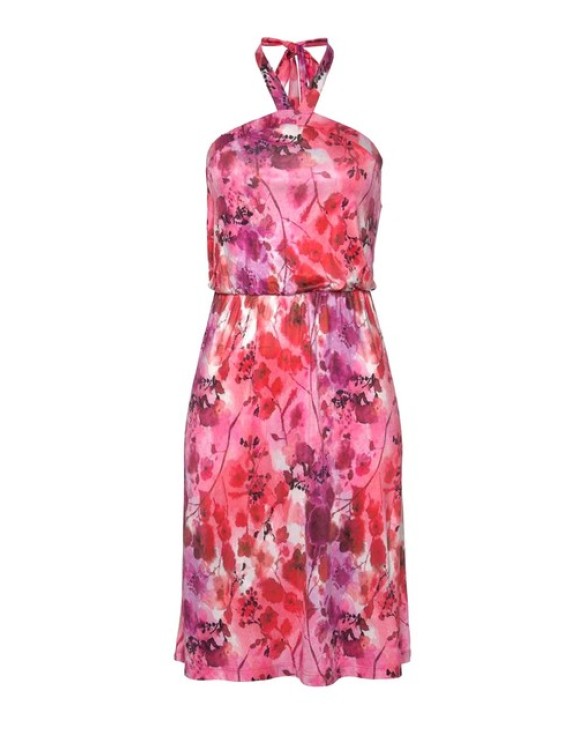 Džersejové šaty s viazaním okolo krku Melrose, ružovo-farebné