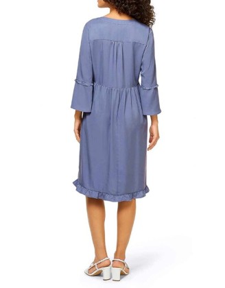 Lyocellové šaty s volánikmi Linea Tesini, modrá