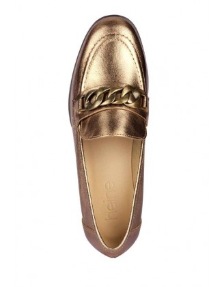Kožená topánka s kovovou ozdobou Heine, farba zlatá