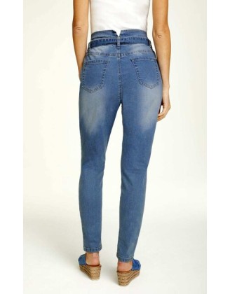 Paperbag džínsy s vysokým pásom Linea Tesini, modré