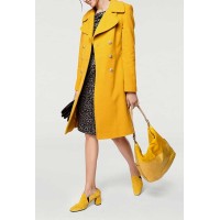 Vlnený fleecový kabát s kašmírom Heine, žltý