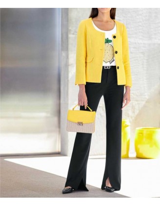 Krátke sako s gombíkmi v kontrastnej farbe Heine, žltá