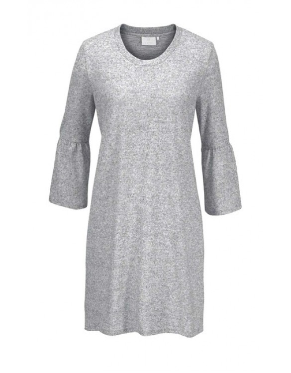Pletené šaty s volánmi KAFFE, sivá melanž