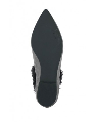 Semišové členkové topánky s umelou kožušinou Heine, šedo-čierna