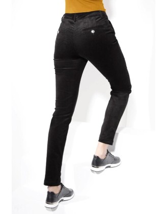 Menčestrové strečové nohavice Création L, čierna