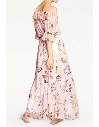 Maxi šaty s kvetinovou potlačou Rick Cardona, ružovo-farebné