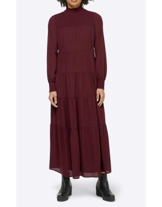 Maxi šaty so stupňovitým riasením Linea Tesini, bordové
