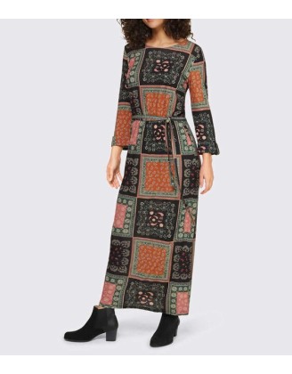 Džersejové maxi šaty s Patchwork potlačou Linea Tesini, farebné