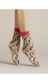 FIORE silonkové ponožky vzorované AMALIA, púdrová