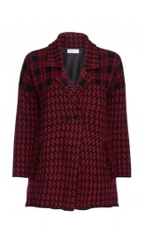 Dlhý vzorovaný pletený kabátik, červeno-čierna