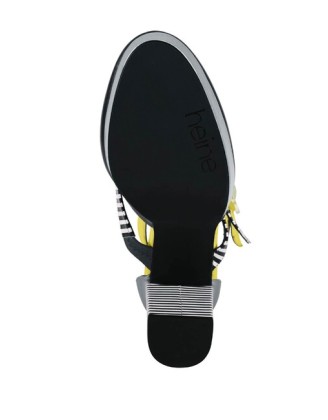 Kožené sandále s členkovým popruhom Heine, čierno-žlté