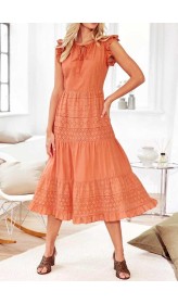 Čipkované šaty s vrstvením Linea Tesini, oranžová