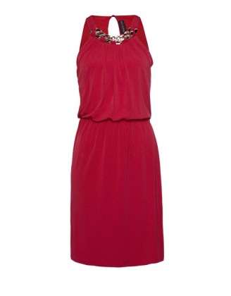 Džersejové šaty s ozdobnou retiazkou, červené