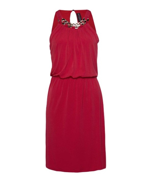 Džersejové šaty s ozdobnou retiazkou, červené