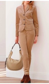 Menčestrový nohavicový kostým Linea Tesini, hnedý