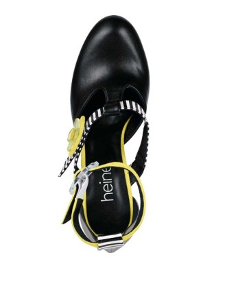 Kožené sandále s členkovým popruhom Heine, čierno-žlté