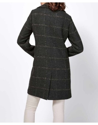 Karovaný vlnený kabát Isabell Schmitt Collection, sivý