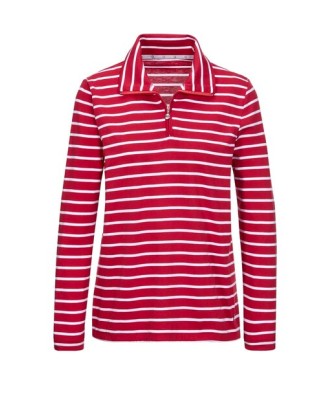 Bavlnené pruhované tričko so zipsom Création L Premium, červenáá