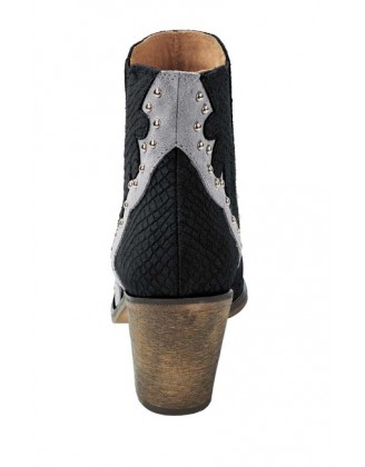 Kožené "cowboy" členkové topánky, čierno-strieborné