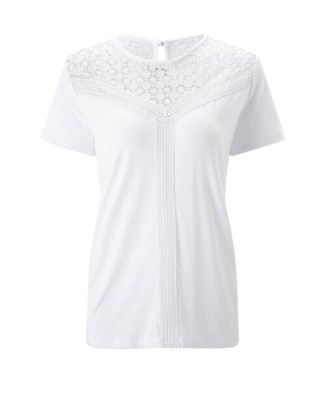 Džersejové tričko s čipkou Création L, biela