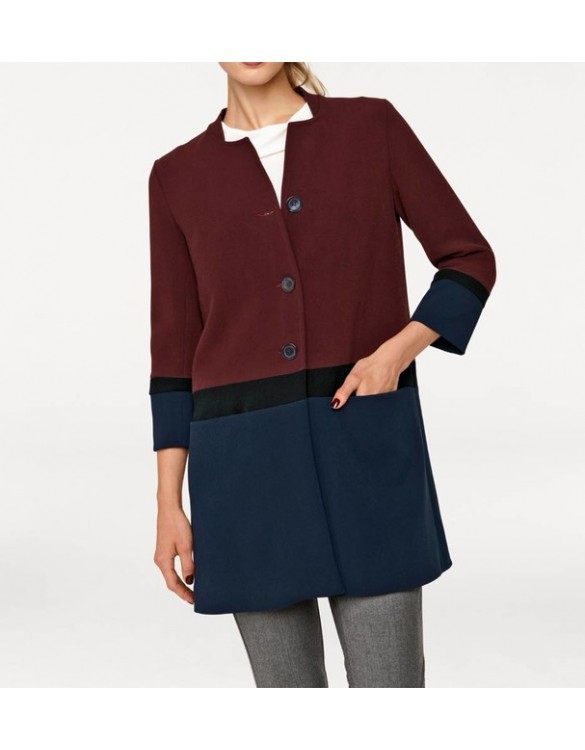 Basic dámsky kabát , bordovo-modrý