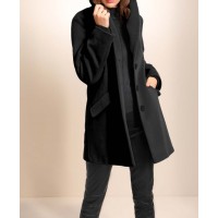 Vlnená fleecová bunda s kašmírom Création L Premium, čierna