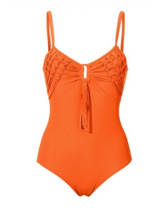 Jednodielne plavky v pletenom vzhľade Heine, oranžová