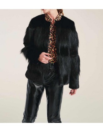 Rick Cardona bunda z umelej kožušiny, čierna