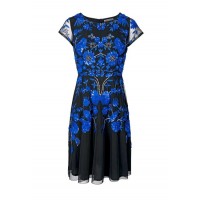 Vyšívané spoločenské šaty Ashley Brooke. čierno-modrá