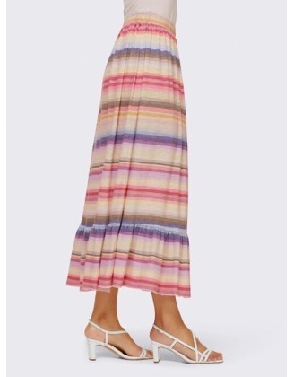 Džersejová maxi sukňa s farebnými pásikmi Linea Tesini