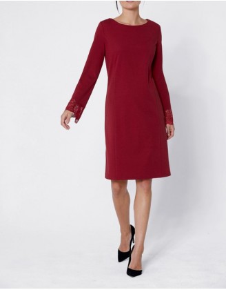 Création L Premium džersejové šaty s čipkou, červená