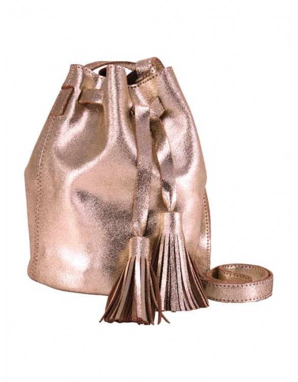 Kožená kabelka so strapcami Heine, ružovo-zlatej farby