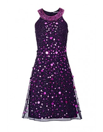 Flitrové šaty Ashley Brooke, čierno-fialové
