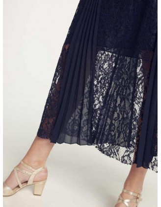 Čipkovaná sukňa s plisom HEINE, tmavomodrá