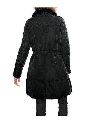 Prešívaný kabát s podšívkou z umelej kožušiny Heine, čierny