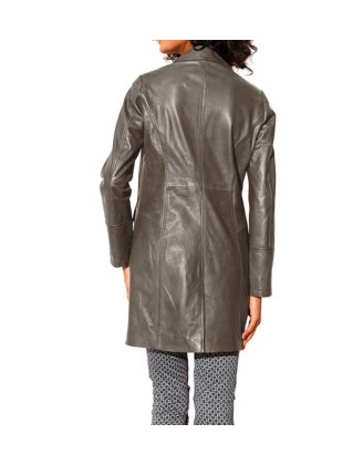 CLASS INTERNATIONAL kabát z nappa kože, sivobéžový