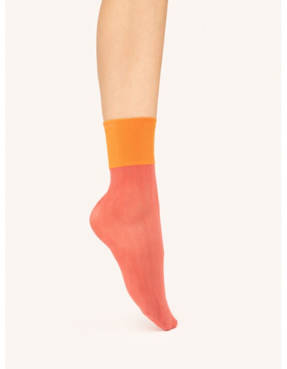 FIORE silonkové ponožky GRANNY CHIC 20 den, koralovo-oranžová