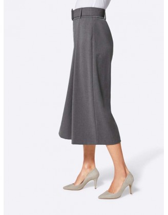 Nohavicová sukňa s opaskom Création L, sivá melanž