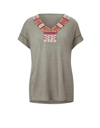 Džersejové tričko s ozdobnými korálkami Linea Tesini, sivobéžová