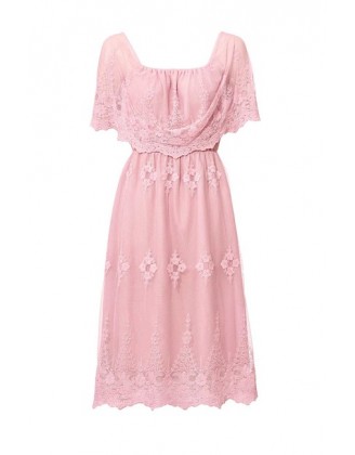 Čipkované šaty Ashley Brooke, ružové